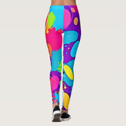 Kleurrijke Kat kunst Leggings (Achterkant)