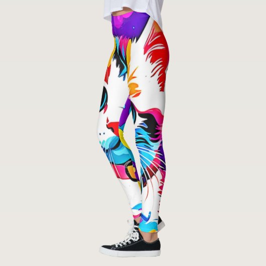 Kleurrijke Kat kunst Leggings (Links)