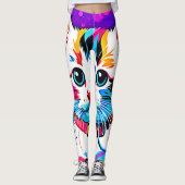 Kleurrijke Kat kunst Leggings (Voorkant)