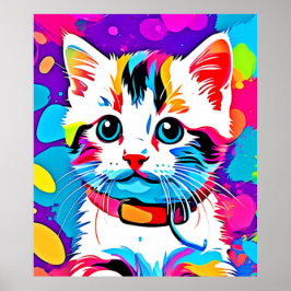 Kleurrijke Kat kunst Poster