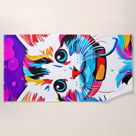 Kleurrijke Kat kunst Strandlaken (Voorkant)