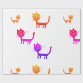 Kleurrijke kat kunst tekeningen inpakpapier (Vlak)