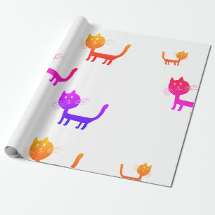 Kleurrijke kat kunst tekeningen inpakpapier