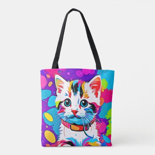Kleurrijke Kat kunst Tote Bag (Achterkant)