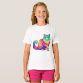 Kleurrijke kat Lange haren kat Liefhebber T-shirt (Voorkant volledig)
