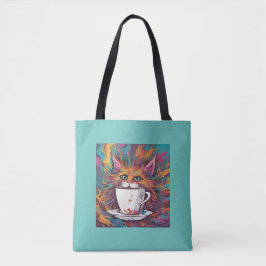 Kleurrijke kat met cup Tas