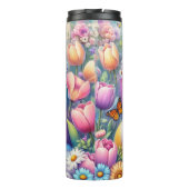 Kleurrijke kat met een bril Drink thee Thermosbeker (Achterkant)