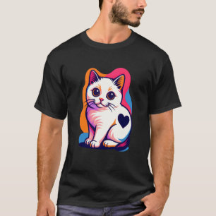 Kleurrijke kat met hartteken, leuk huisdier kunst t-shirt