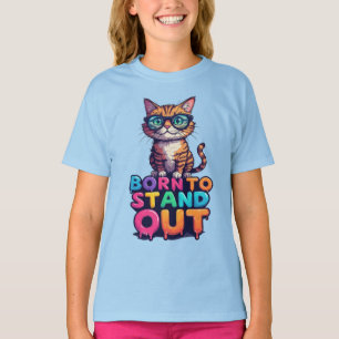 Kleurrijke Kat Met Zonnebril T-shirt