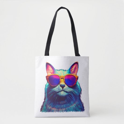 Kleurrijke kat met zonnebril tote bag (Voorkant)
