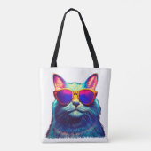Kleurrijke kat met zonnebril tote bag (Achterkant)