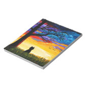 Kleurrijke kat Oak Boom Landscape Creationy Notitieblok (Linkerzijde)