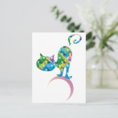 Kleurrijke kat op de halve maan briefkaart (Staand voorkant)