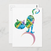 Kleurrijke kat op de halve maan briefkaart (Voorkant / Achterkant)