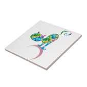 Kleurrijke kat op de halve maan tegeltje (Zijkant)