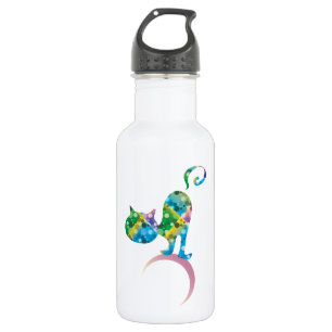 Kleurrijke kat op de halve maan waterfles 