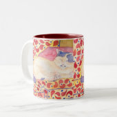 Kleurrijke kat op de mok van de sofa (Voorkant links)