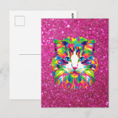 Kleurrijke kat op glinsterende achtergrond briefkaart (Voorkant / Achterkant)