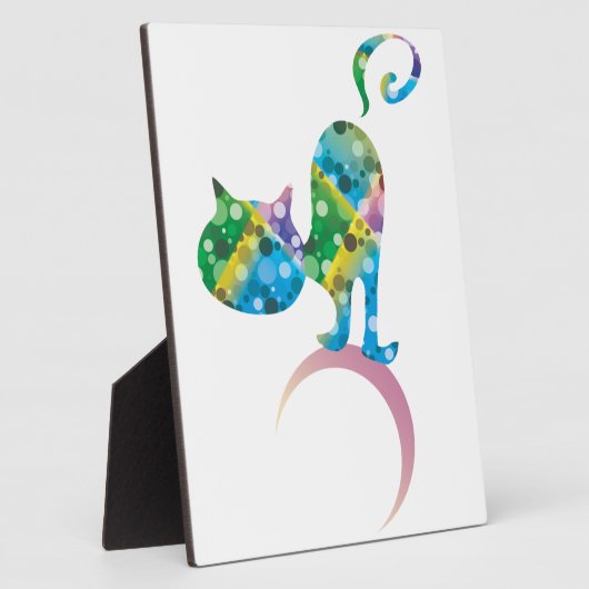 Kleurrijke Kat Op Halve Maan Fotoplaat (Zijkant)