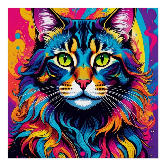 Kleurrijke kat perfect poster (Voorkant)