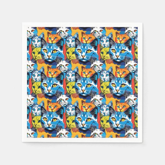 Kleurrijke Kat Pop Art Cat Pattern Servet (Voorkant)