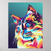Kleurrijke kat pop kunst poster (Voorkant)