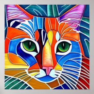 Kleurrijke kat poster