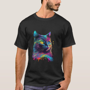 Kleurrijke kat psychedelische kunst, kat adoptie t-shirt