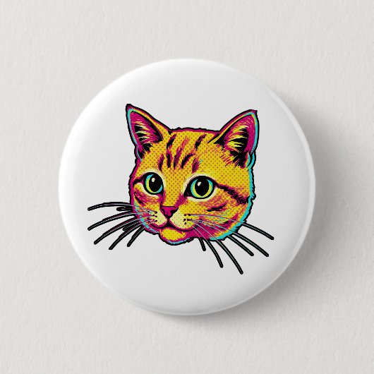 Kleurrijke Kat Ronde Button 5,7 Cm (Voorkant)