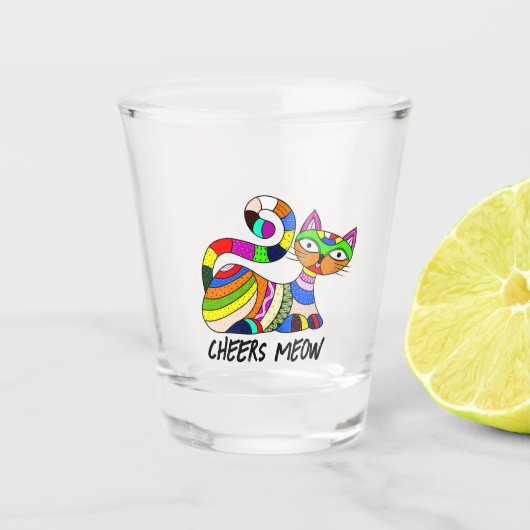 Kleurrijke kat shot glas (Voorkant)