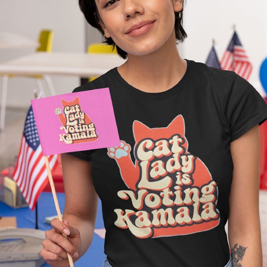 Kleurrijke kat silhouet ruggen Kamala T-shirt