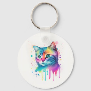 Kleurrijke kat sleutelhanger