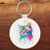 Kleurrijke kat sleutelhanger (Voorkant)