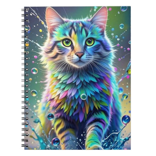 Kleurrijke kat, spat, schilderen, kleur beoordelin notitieboek (Voorkant)