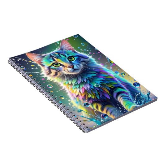 Kleurrijke kat, spetter, schilderen, kleurensorter notitieboek (Rechterzijde)