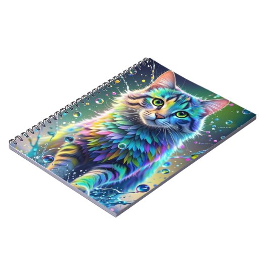 Kleurrijke kat, spetter, schilderen, kleurensorter notitieboek (Linkerzijde)