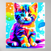 Kleurrijke Kat Splash Poster (Voorkant)