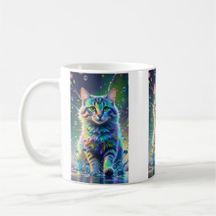 Kleurrijke kat, splash, schilderen, kleursortering koffiemok