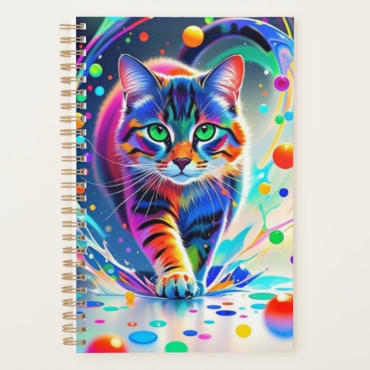 Kleurrijke kat, splash, schilderen, kleursortering planner (Voorkant)