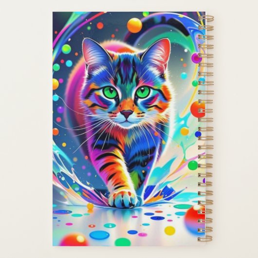 Kleurrijke kat, splash, schilderen, kleursortering planner (Achterkant)