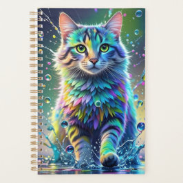 Kleurrijke kat, splash, schilderen, kleursortering planner