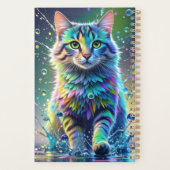 Kleurrijke kat, splash, schilderen, kleursortering planner (Achterkant)