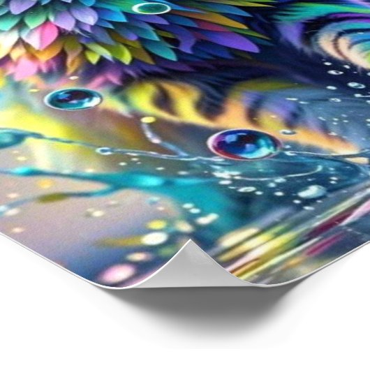 Kleurrijke kat, splash, schilderen, kleursortering poster (Hoek)