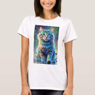 Kleurrijke kat, splash, schilderen, kleursortering t-shirt
