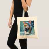 Kleurrijke kat, splash, schilderen, kleursortering tote bag (Voorkant (product))