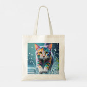 Kleurrijke kat, splash, schilderen, kleursortering tote bag (Achterkant)