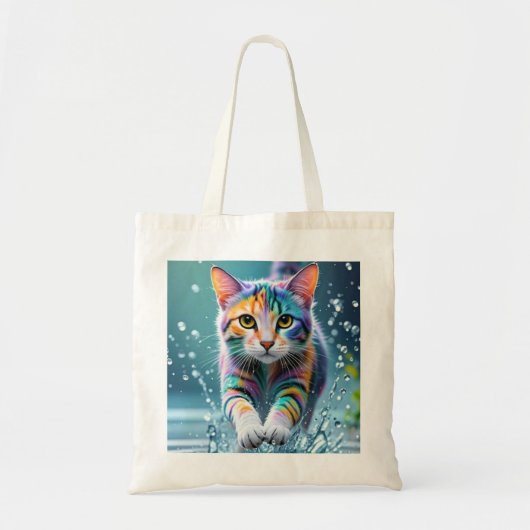Kleurrijke kat, splash, schilderen, kleursortering tote bag (Voorkant)