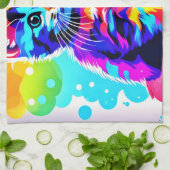 Kleurrijke Kat Splash Theedoek (Gevouwen)