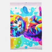 Kleurrijke Kat Splash Theedoek (Verticaal)
