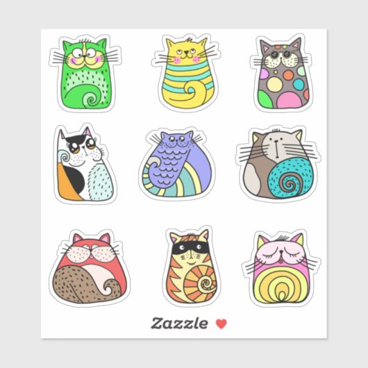 Kleurrijke Kat Sticker Pack (Vel)